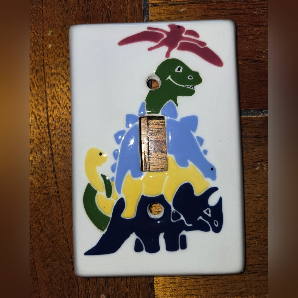 Hand-painted Ceramic Dinosaur Light Switch Cover